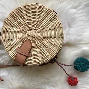 J.Crew circle straw crossbody bag